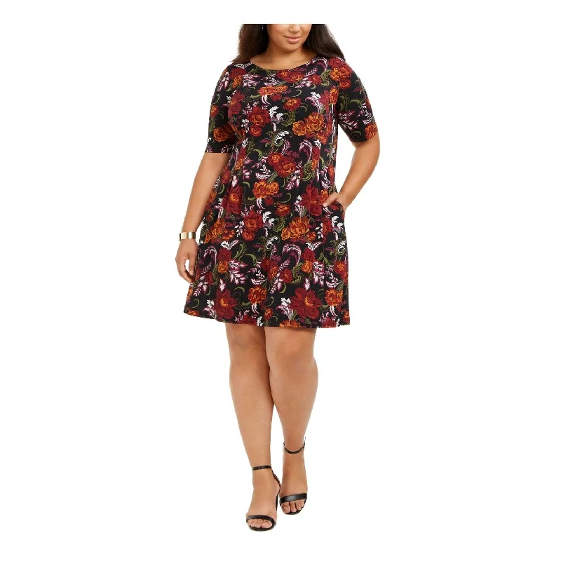 Connected Women's Floral-Print Fit & Flare Dress Medium Purple Size 22W