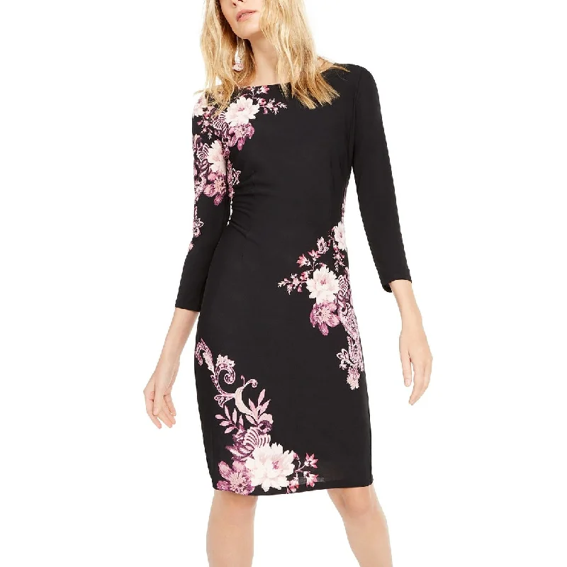 INC International Concepts Women's Floral Sheath Dress Black Size Medium