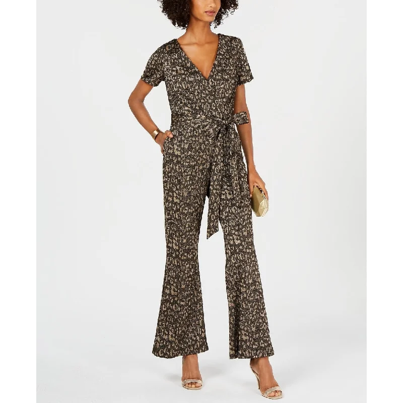 Ivanka Trump Women's Cheetah-Print Belted Jumpsuit Grey Size 6"