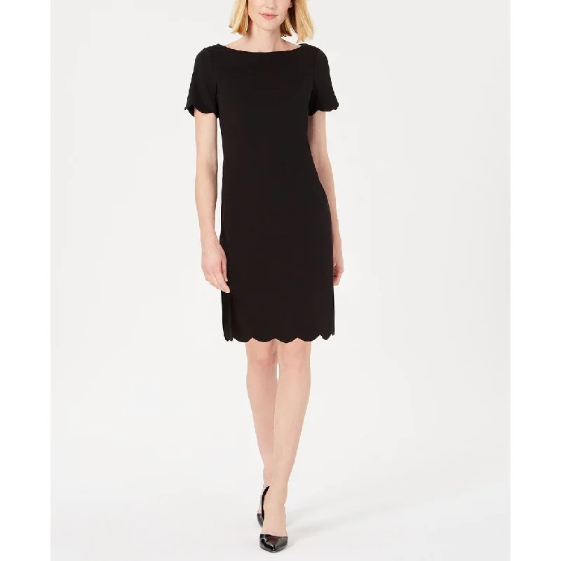 Kasper Women's Scalloped Crepe Dress Black Size 4