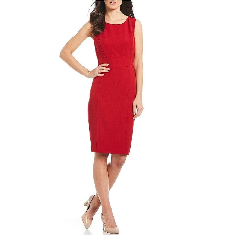 Kasper Women's Stretch Crepe Sheath Dress Red Size 4