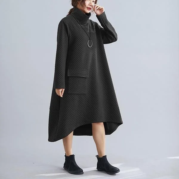 long sleeve plus size cotton vintage women casual loose midi autumn winter elegant dress clothes