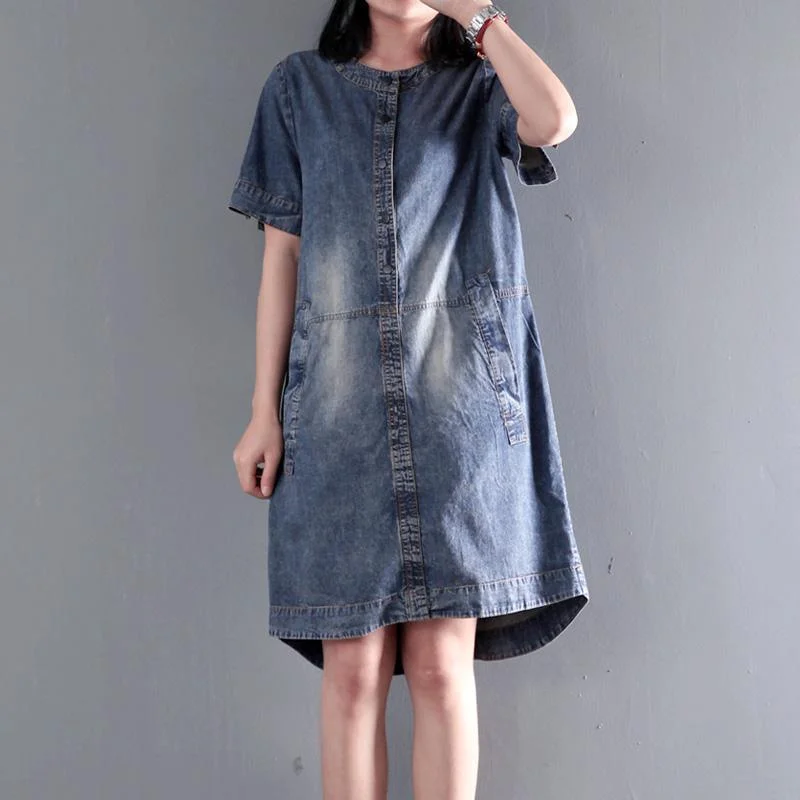 Loose denim sundress plus size causal denim summer dresses shift dress