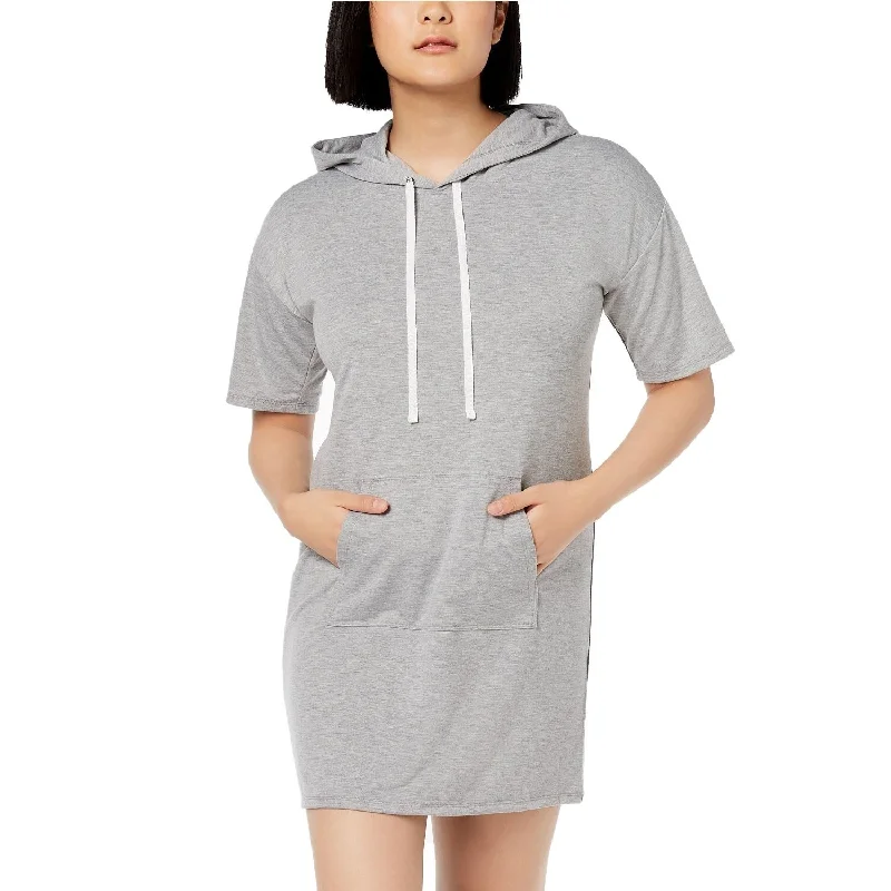 Material Girl Juniors Short Sleeve Hoodie Dress Heather Gray Size Extra Small - Grey - X-Small