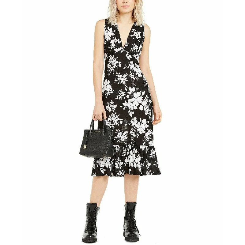 Michael Kors Floral-Print Dress Black Size Extra Large