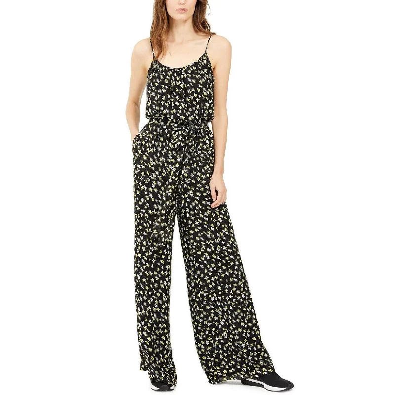 Michael Kors Women's Floral-Print Tie-Waist Jumpsuit Regular & Petite Yellow Size Large