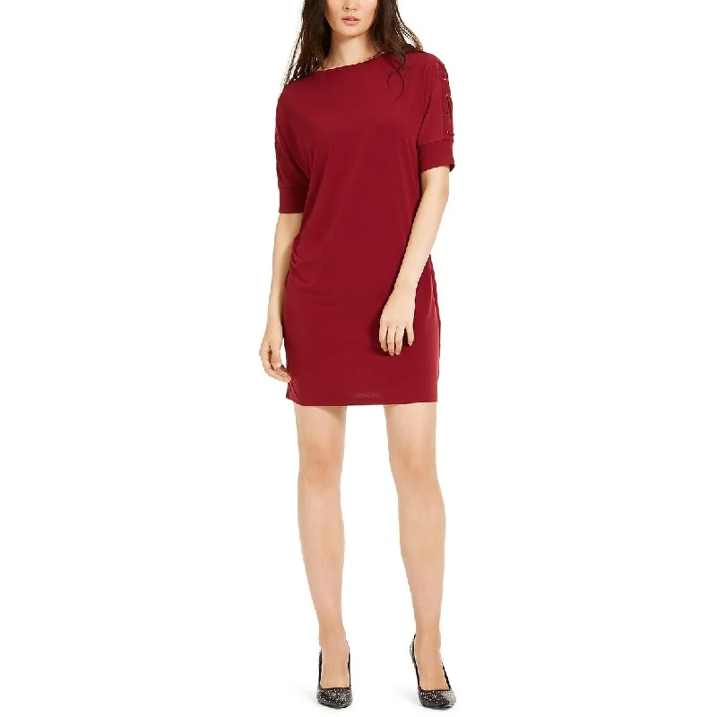 Michael Kors Women's Grommet-Trim Shift Dress Wine Size Small