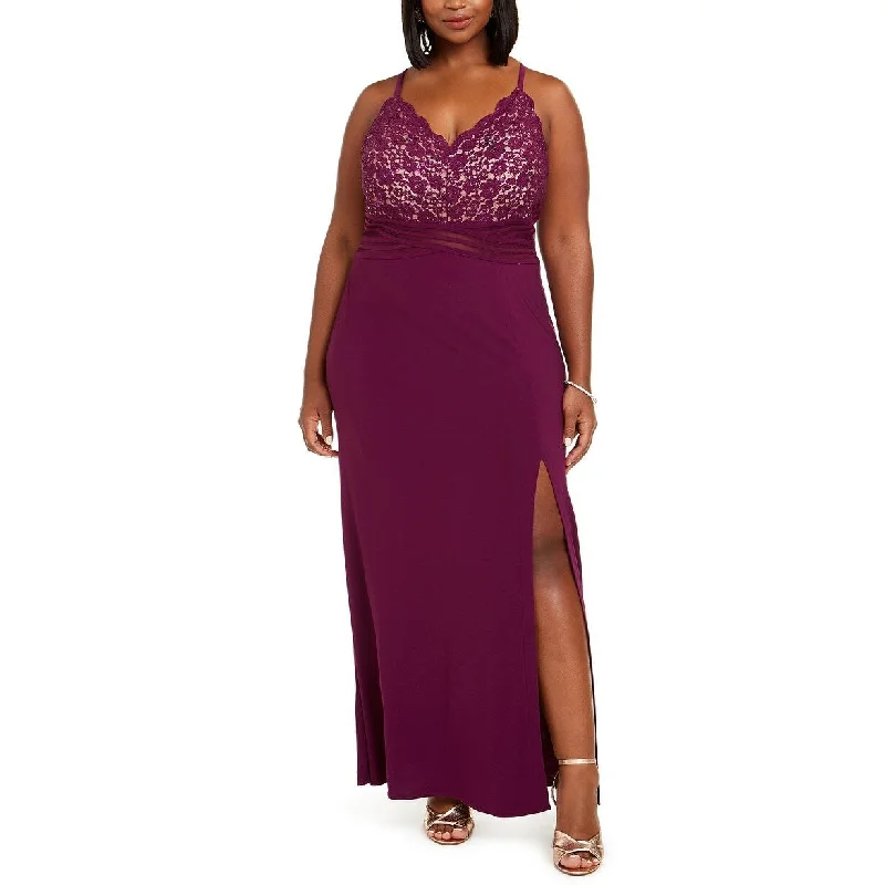 Morgan & Company Women's Trendy Plus Size Lace-Top Dress Purple Size 14W