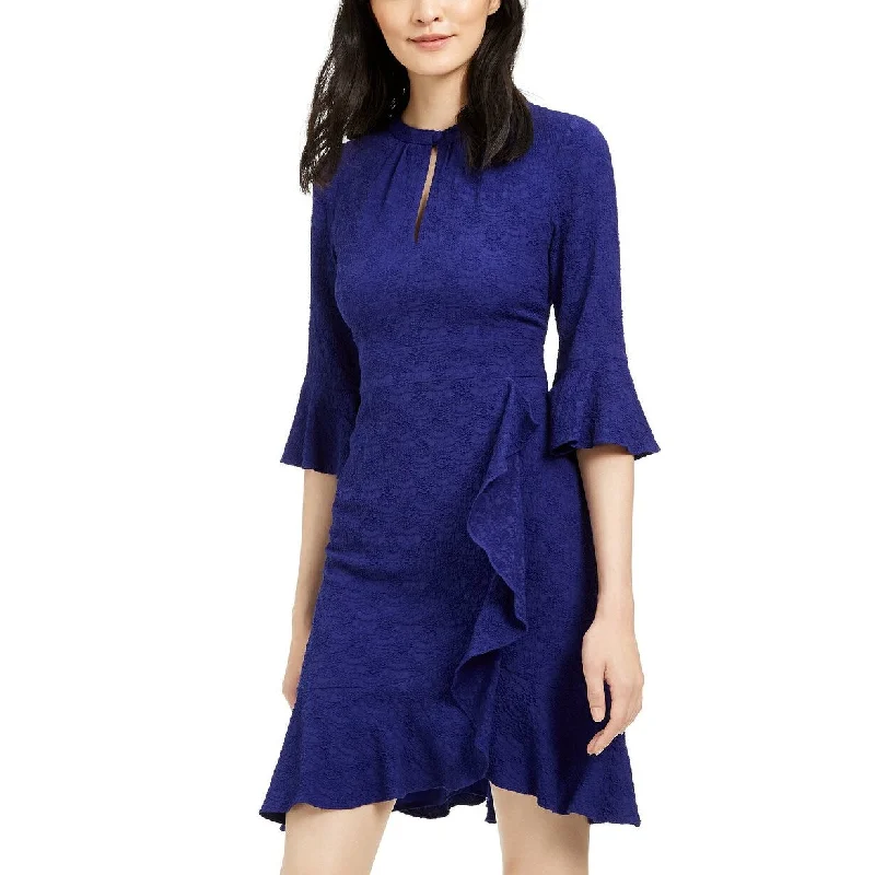 Nanette Lepore Women's Ruffled Flounce-Hem Dress Blue Size 8