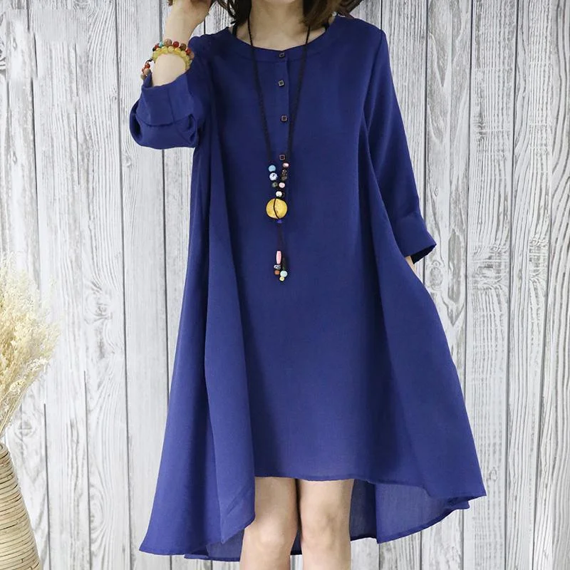 Navy flowy summer dress plus size sundresses women blouse top