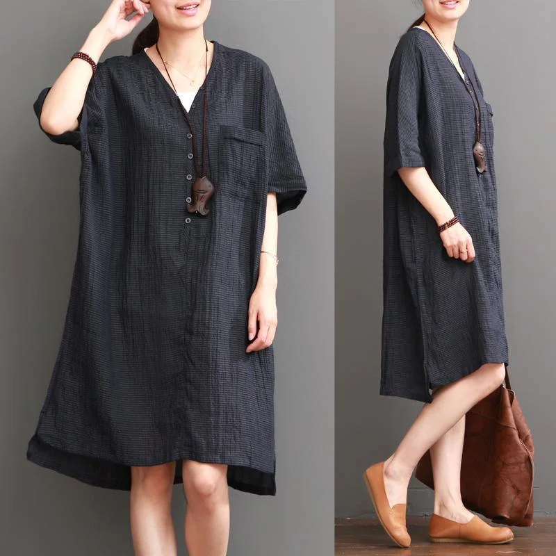 Navy plus size dress summer cotton dresses