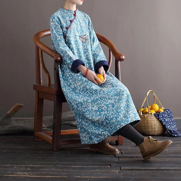 Omychic Loose Retro Fleeced Winter Robe Dress Female 2020 Fleece Dresses Elegant Women's Formal Omychic Loose Retro Fleeced Winter Robe Dress Female 2020 Fleece Dresses Elegant Women's Formal