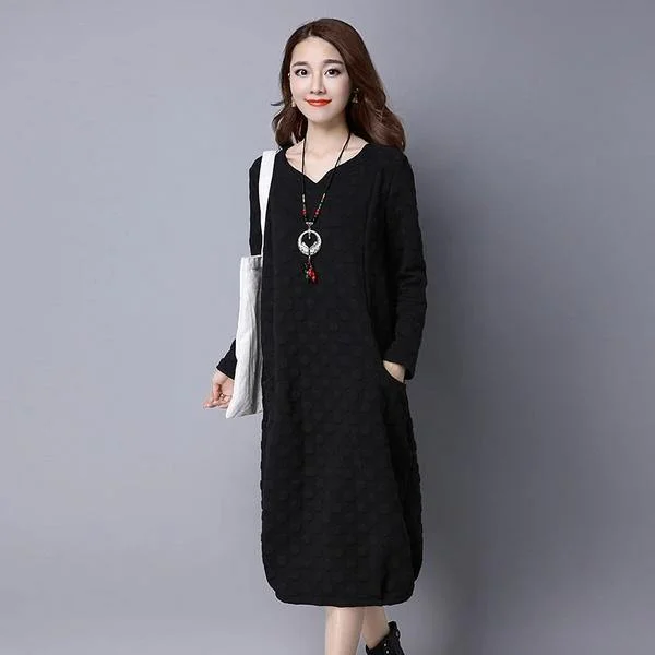 omychic plus size cotton vintage for women casual loose autumn winter dress