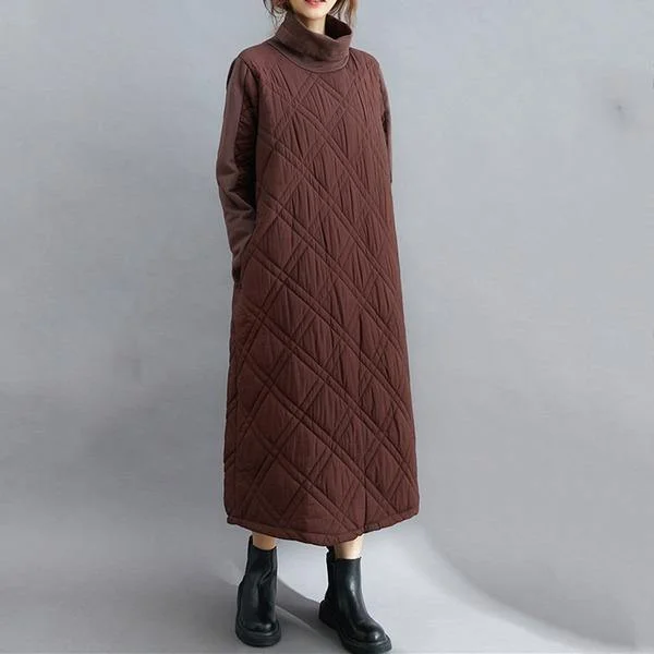 omychic plus size Padded cotton vintage for women casual loose autumn winter dress