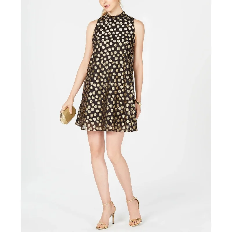 Robbie Bee Women's Polka Dot Trapeze Dress Black Size 10 Petite - 10 Petite