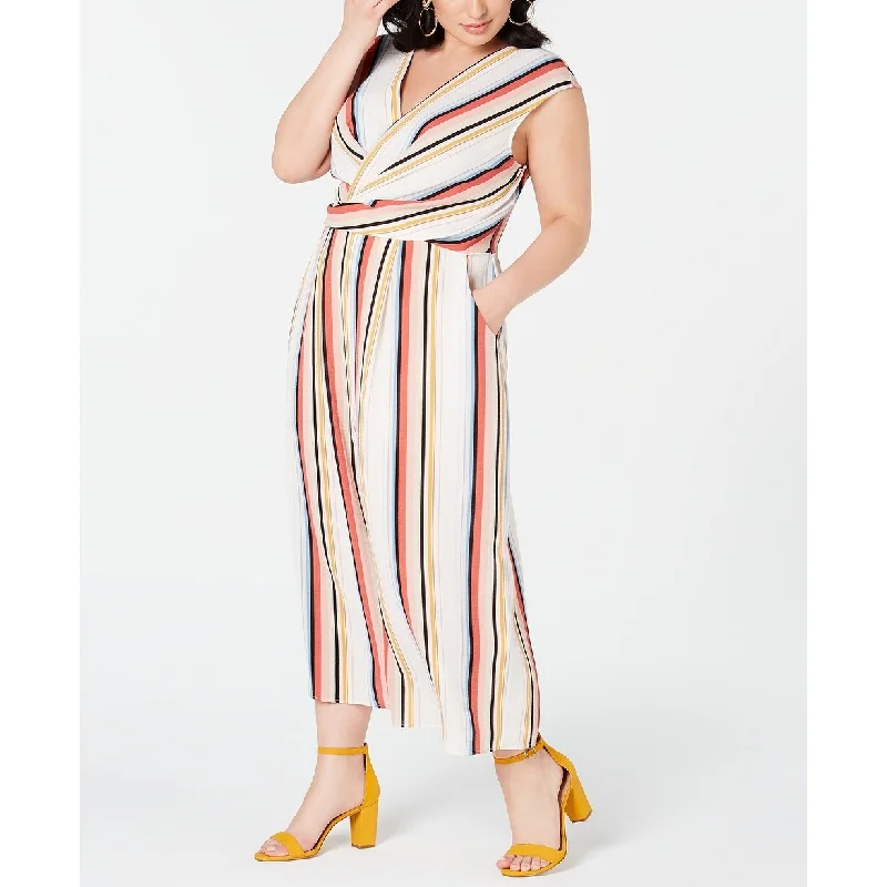 Speechless Women's Plus Striped Maxi Jumpsuit Natural Size 20