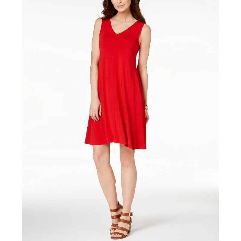 Style & Co Women's Cross-Back Dress Red Size Small