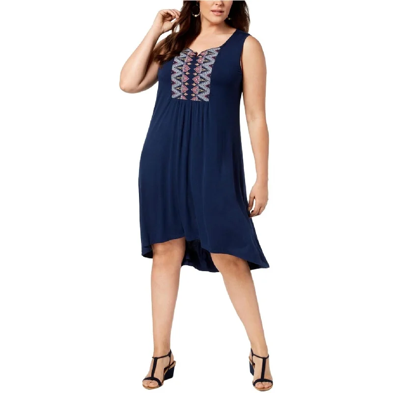 Style & Co Women's Petite Embroidered Knee-Length Tank Dress Size Extra Large - Navy - X-Large