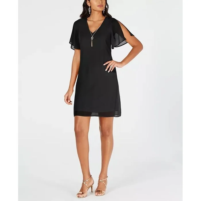 Thalia Sodi Women's Necklace Shift Dress Black Size X-Large