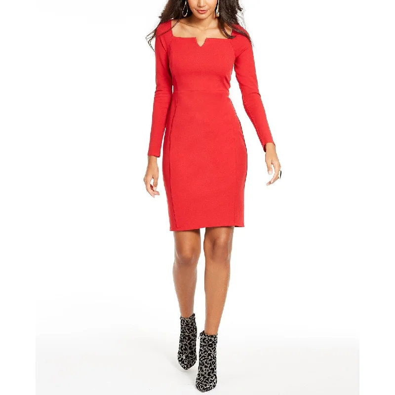 Thalia Sodi Women's Notched-Neck Sheath Dress Bright Red Size Large