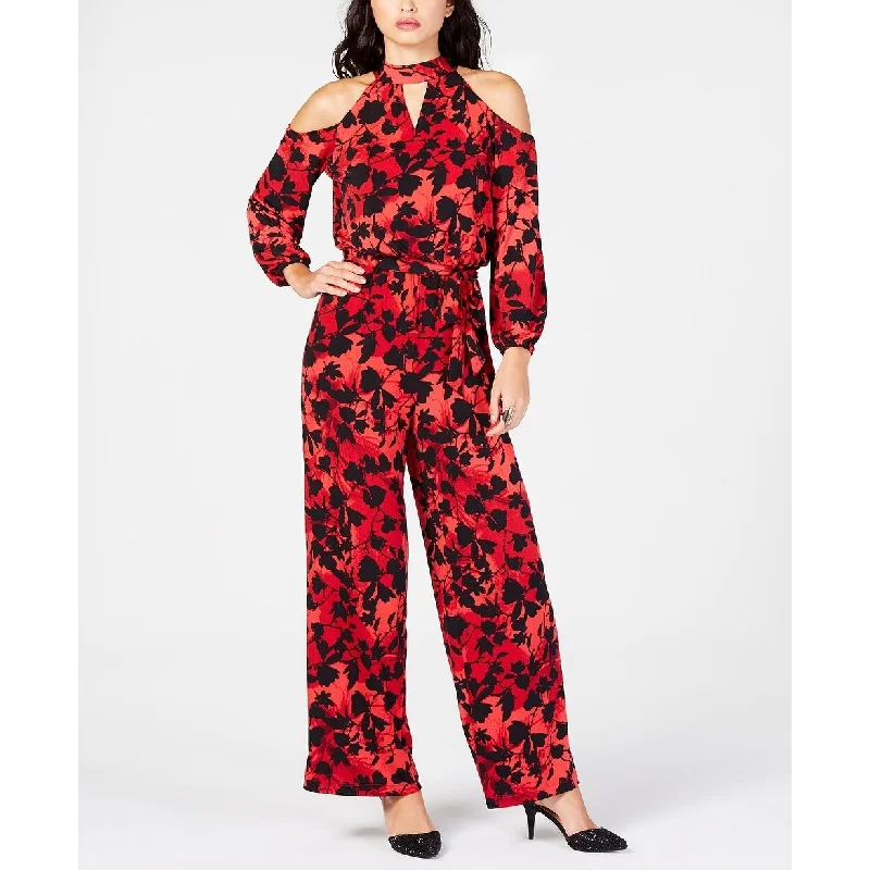 Thalia Sodi Women's Printed Cold-Shoulder Jumpsuit Red Size Extra Large - X-Large