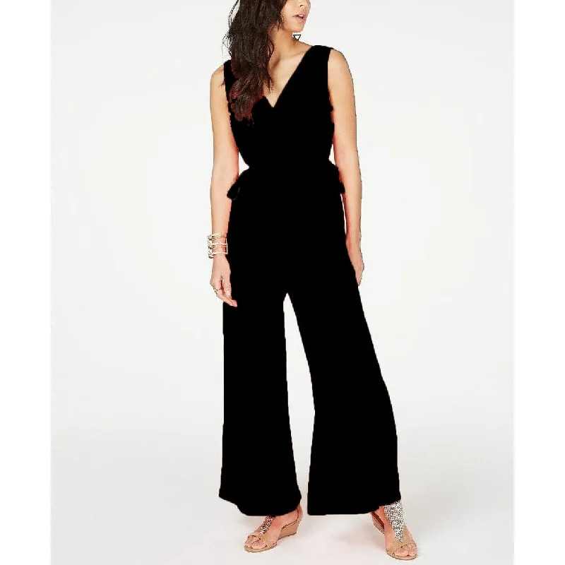 Thalia Sodi Women's Tie-Waist V-Neck Jumpsuit Black Size Medium