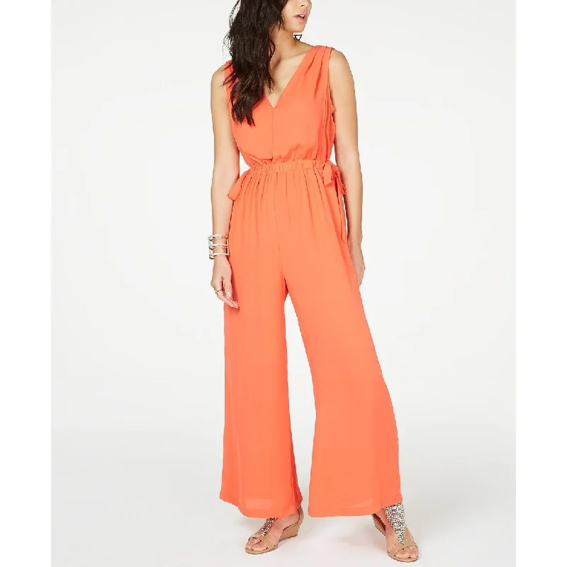 Thalia Sodi Women's Tie-Waist V-Neck Jumpsuit Orange Size Extra Large - X-Large