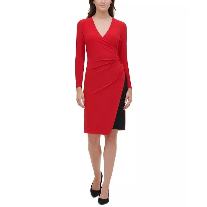 Tommy Hilfiger Women's Ruched Sheath Dress Red Size 4 P