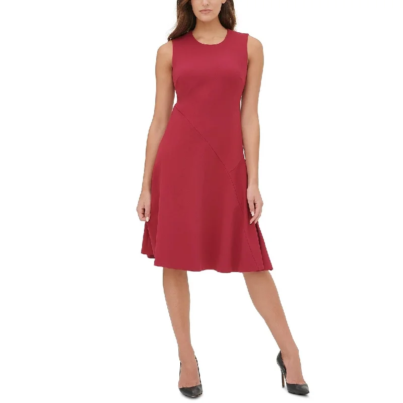 Tommy Hilfiger Women's Solid Midi Dress Dark Red Size 6