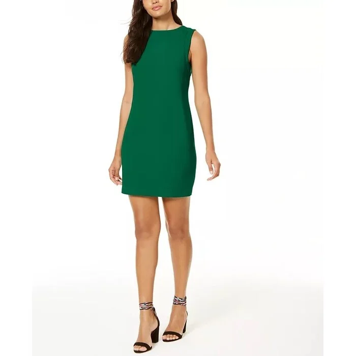 Trina Turk Women's V-Back Crepe Sheath Dress Med Green Size Medium