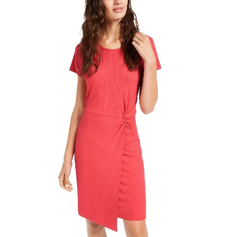 Ultra Flirt Juniors' Ribbed Twist-Front Dress Red Size Small