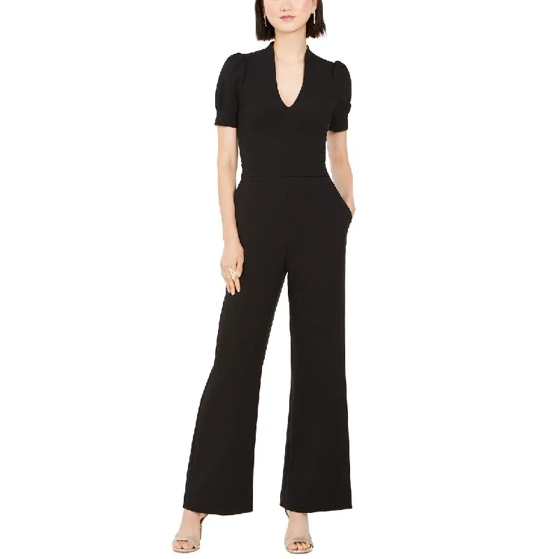 Vince Camuto Women's Puff-Sleeve Wide-Leg Jumpsuit Black Size 16