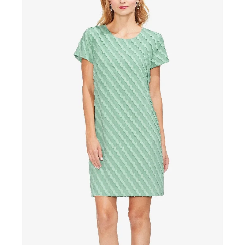 Vince Camuto Women's Short-Sleeve Clipped-Scallop Dress Mint Size 4"