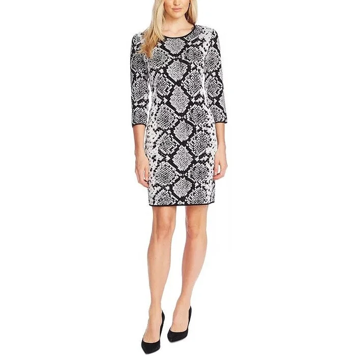 Vince Camuto Women's Snake-print Sheath Dress Gray Size Medium